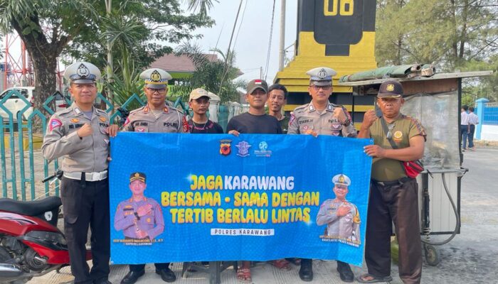 Satlantas Polres Karawang Serukan Pemilu Damai dan Kamseltibcarlantas