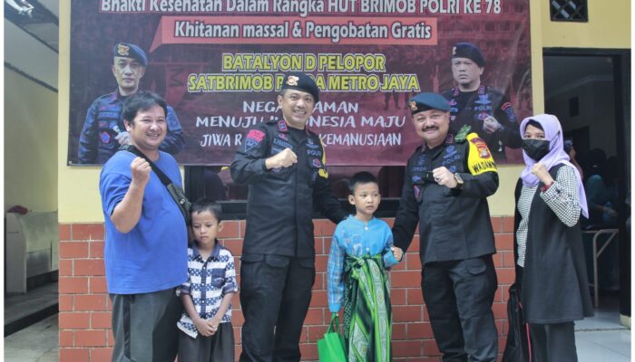 HUT Brimob Polri ke-78, Batalyon D Pelopor Brimob Polda Metro Jaya Gelar Sunatan Massal dan Pengobatan Gratis