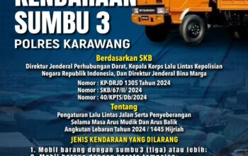 Satlantas Polres Karawang Keluarkan Imbauan Pemberlakuan Pembatasan Kendaraan Sumbu 3