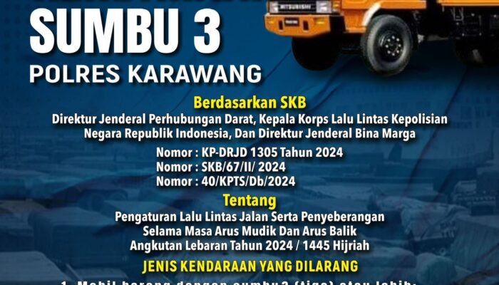 Satlantas Polres Karawang Keluarkan Imbauan Pemberlakuan Pembatasan Kendaraan Sumbu 3