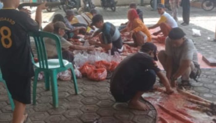 Pemerintah Desa Salamjaya Pabuaran Subang Potong dua Ekor Sapi dan dua ekor Domba/ Kambing