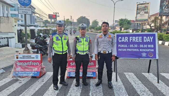 Satlantas Polres Karawang Hadirkan Kenyamanan saat Car Free Day
