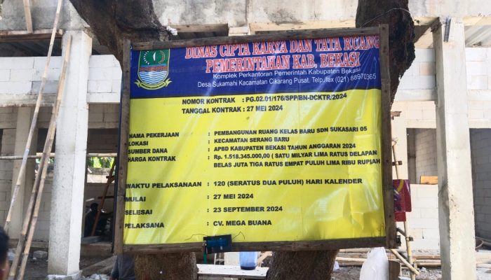 CV Mega Buana Diduga Abaikan K3 pada proyek SDN 05 Sukasari Serang Baru Bekasi
