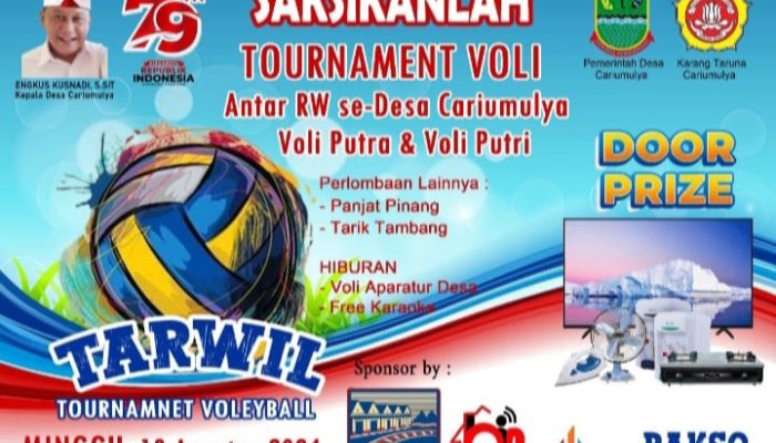 Turnamen Bola Voli Putra putra putri Antar RW di Desa Cariu Mulya Telagasari Karawang Meriahkan HUT RI ke-79