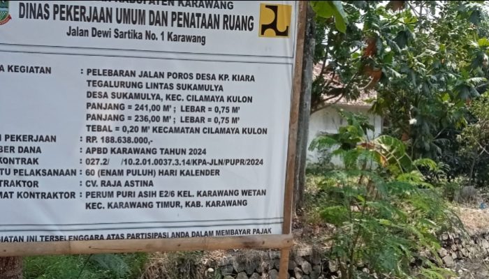 Di duga Para Pekerja Proyek Pelebaran jalan poros di Tegalurung desa Sukamulya Cilamaya Kulon Karawang belum dibayar