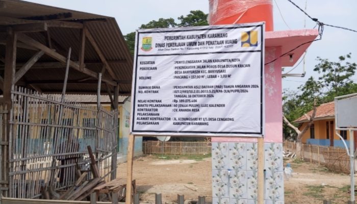 Di duga Proyek Pengecoran jalan di dusun Krajan Banyuasih Karawang Di kerjakan CV Ananda Resa di kerjakan Asal Asalan