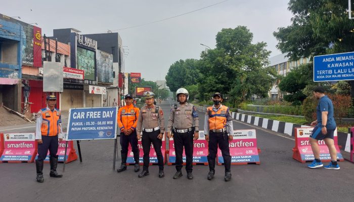 Satlantas Polres Karawang Kawal Kegiatan Car Free Day di Hari Minggu