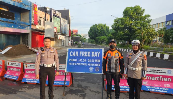 Upaya Polantas di Karawang, Kawal Kegiatan Car Free Day saat Weekend