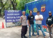 Posko Polsek Ciampel Jaga Pintu Masuk Wisata Danau Cipule bersama Karang Taruna Cipule