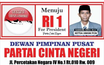 Ketua Umum Partai Cinta Negeri Samsuri.S.Pd I,.M.A di Deklarasikan Menjadi Calon Presiden RI Tahun 2029