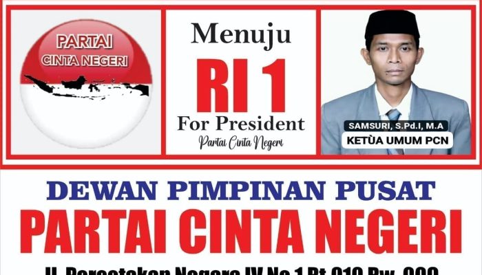 Ketua Umum Partai Cinta Negeri Samsuri.S.Pd I,.M.A di Deklarasikan Menjadi Calon Presiden RI Tahun 2029