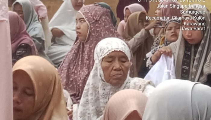 Masyarakat desa Sumurgede Karawang Melaksanakan Sholat Idul Fitri di Masjid Baitulrahman