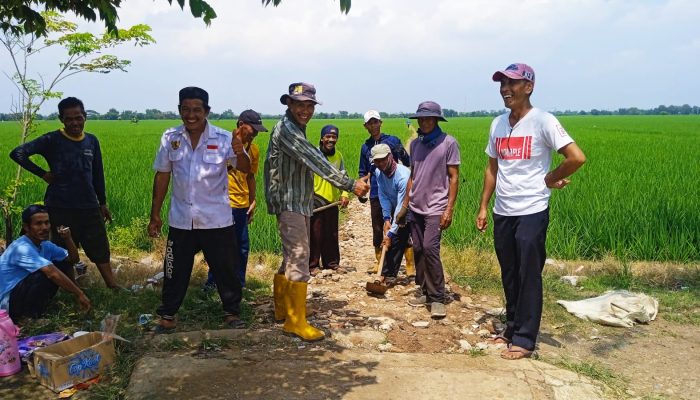 Warga Dusun Cilempuk Desa Purwamekar Gotong Royong Urug Pengerasan untuk JUT