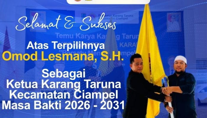 Omod Lesmana Resmi Terpilih Sebagai Ketua Karang Taruna Kecamatan Ciampel Periode 2026–2031