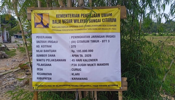 Proyek Program P3TGAI dari BBWS di Karawang Indikasi jadi Bacakan dan sarat korupsi “